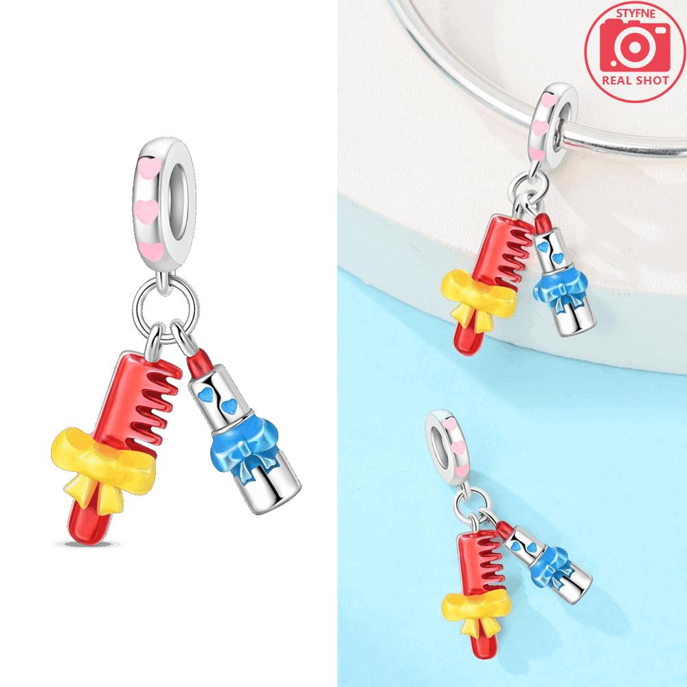 Blue Dress With Heart Tower Yellow Umbrella Comb Pendant Original Copper Beads Fit Bracelet Jewelry Diy Women Accessory Gift