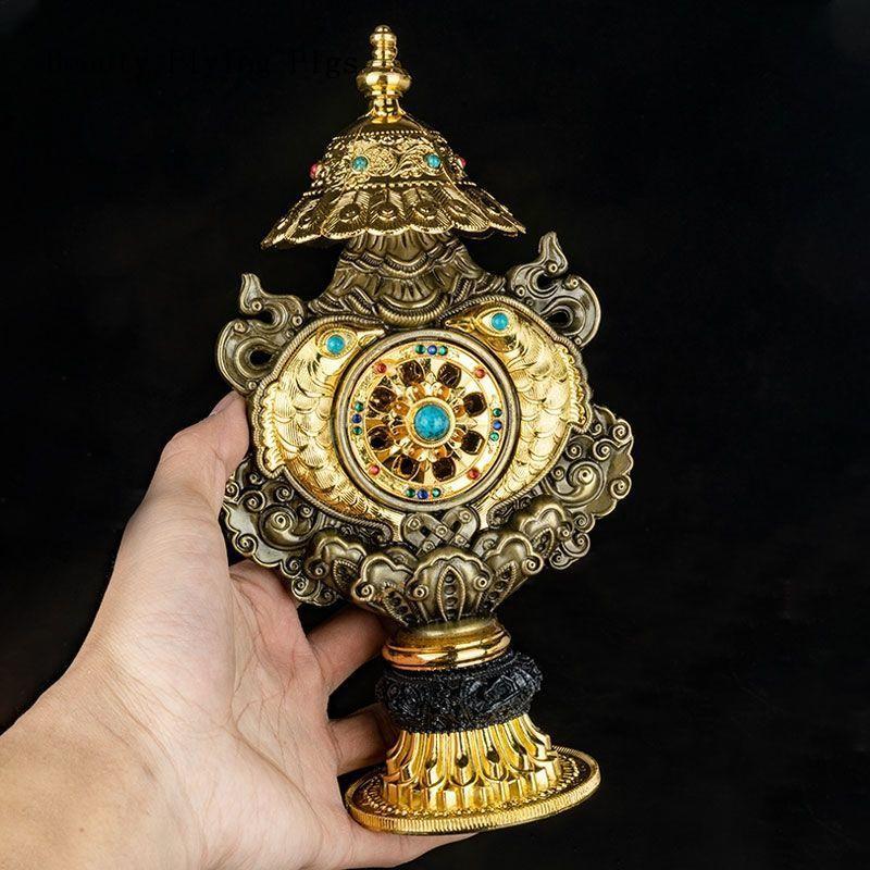 

12x22,5 см сплав, окрашенный в тибетском буддизме, тантрический зал Будды, предлагающий буддийские украшения в виде раковин, буддийский декор для дома