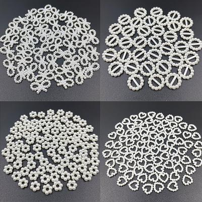 Home Party Supplies Geometry Crafts for Jewelry Making White Color Loose Beads DIY 40pcs/pack ABS Hollow Pearl Charms Nail Decoration