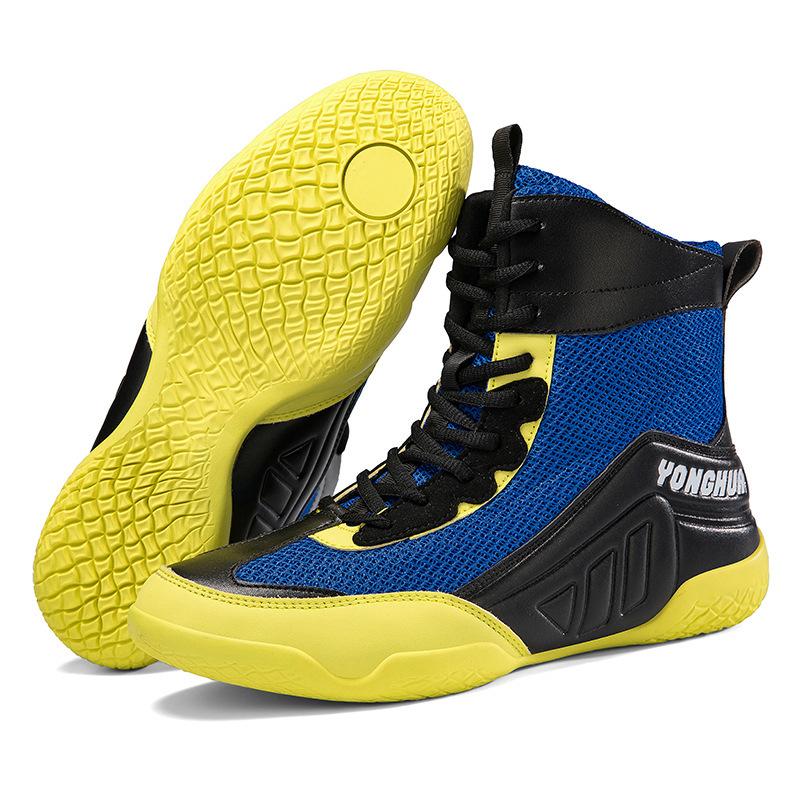 Wrestling Shoes Men's Middle Help Professional Boxing Shoes Non-slip and Wear-resistant Fighting Shoes Fighting Special Training Shoes Tai