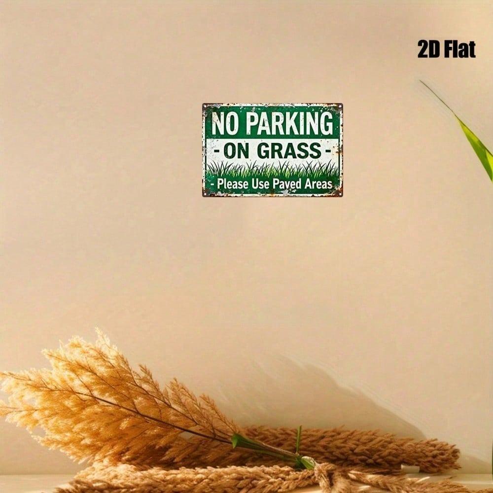 1PC Vintage Metal Sign No Parking on The Lawn, 8x12in 2D Rustic Wall Art, Durable Iron Hanging Decor for Home, Garage