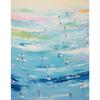 Pink Watercolor Ocean Waves Seascape Poster Oyster Shell Beach Umbrella Surfing Canvas Printing Wall Art Picture Home Decor