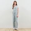 LEDING Washed Denim Overalls with Lace Patchwork