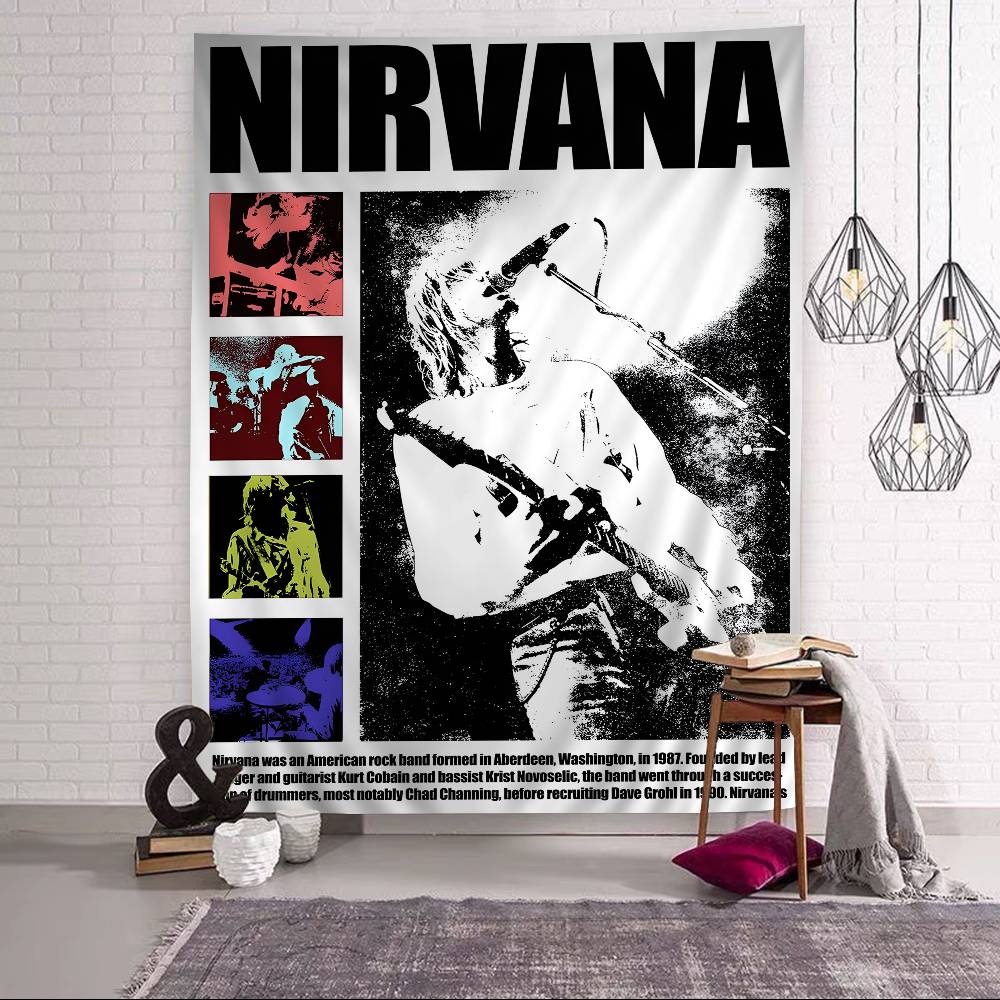 Nirvana Band Magazine Classic Anime Cartoon Tapestry Art Science Fiction Room Home Decor Wall Hanging Home Decor