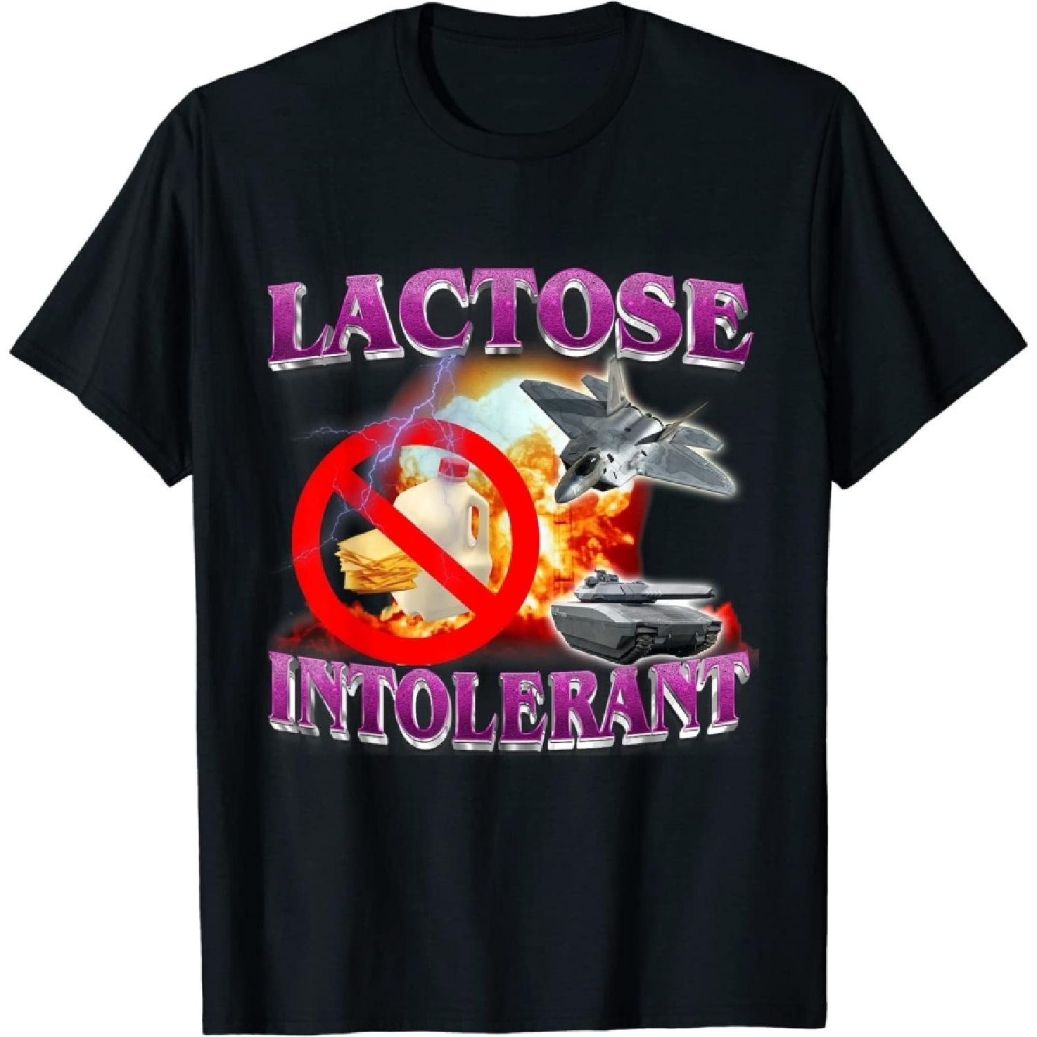 LAUDAH Футболка с смешным мемом для непереносящих лактозу(1) S