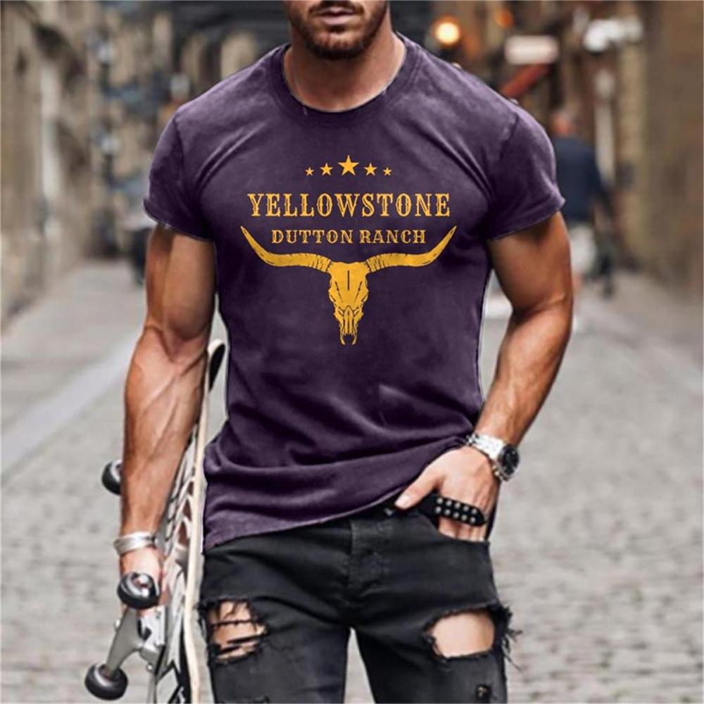 Vintage Yellowstone 3d Printing Harajuku Short Sleeve Tee Casual Streetwear Loose Pullover Men's T-shirts