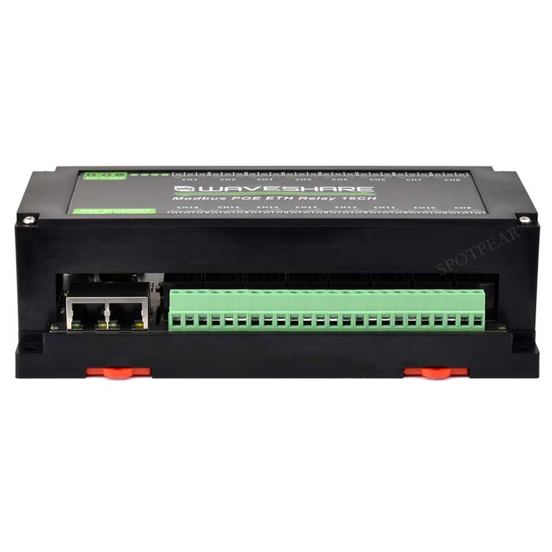 Industrial RJ45 Ethernet To 16-ch Relay Module Modbus RTU TCP With Protection and guide rails