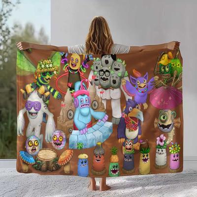 Music Game My Singing Monsters Flannel Blanket,Ultra Soft Warm Plush Throw for Home Bedroom Bed Sofa Cover Office Camping Picnic
