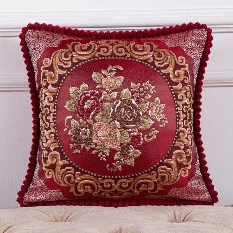 45x45cm Home Living Room Sofa Cushion Retro Embroidered Square Pillow Cover Zipper Detachable Car Lumbar Support Thicken Soft and Comfortable Mat