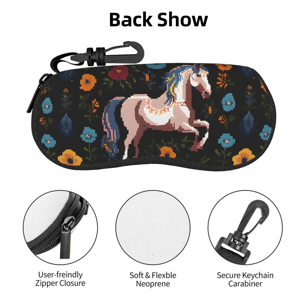 Colorful Running Horses Glasses Case Girls Lightweight Accessories Eyewear Box Cute Glasses Box