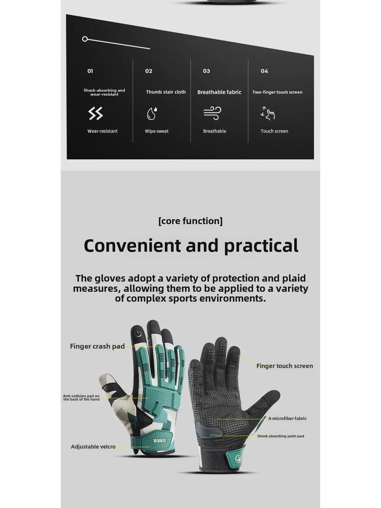 Vilico Outdoor Sports Motorcycle Riding Gloves - Anti-Collision, Anti-Fall, Wear-Resistant, Cool Tactical Design for Off-Road Adventures