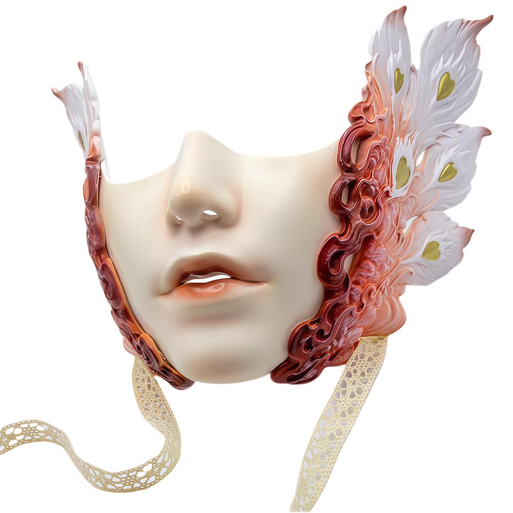 

High-End Exquisite Makeup Ball Lower Face Mask for Chinese Dance Cosplay Props Home Decoration Ornament