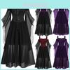 Halloween Hexenkleid Gothic Mittelalterliches Cosplay Kostüm Schulterfrei Hochwertiger Polyesterstoff
