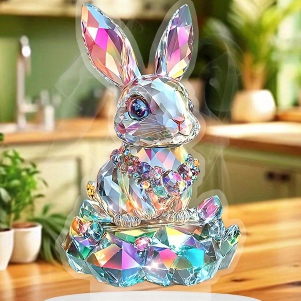 1 Piece Rainbow Colored Crystal Bunny, Suitable for Home and Office - Perfect for Easter Bunny Home Decoration Accessories