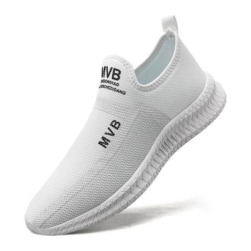 

Sneakers men s 2025 spring new fly-woven mesh running shoes breathable casual shoes men soft-soled trendy men s shoes 39 белый