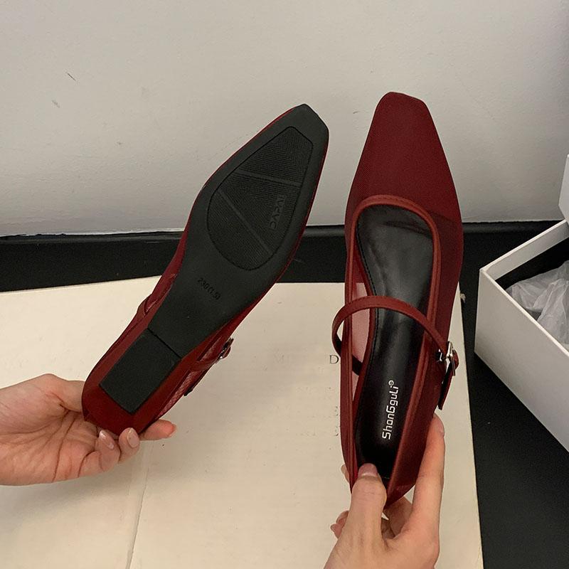 Fashion New 2025 Fashion Shallow Women Mary Janes Lolita Shoes Female Buckle Strap Footwear Mesh Breathable Ladies Ballet Flats Shoes