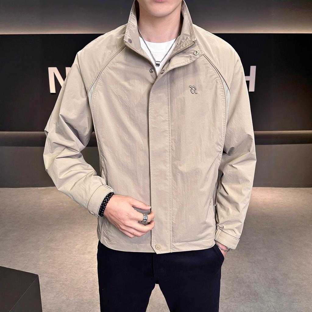 2025 New Stand-up Collar Jacket Men's Ruffian Handsome High-end Sense Spring and Autumn New Men's Clothing Loose Casual Jacket Men