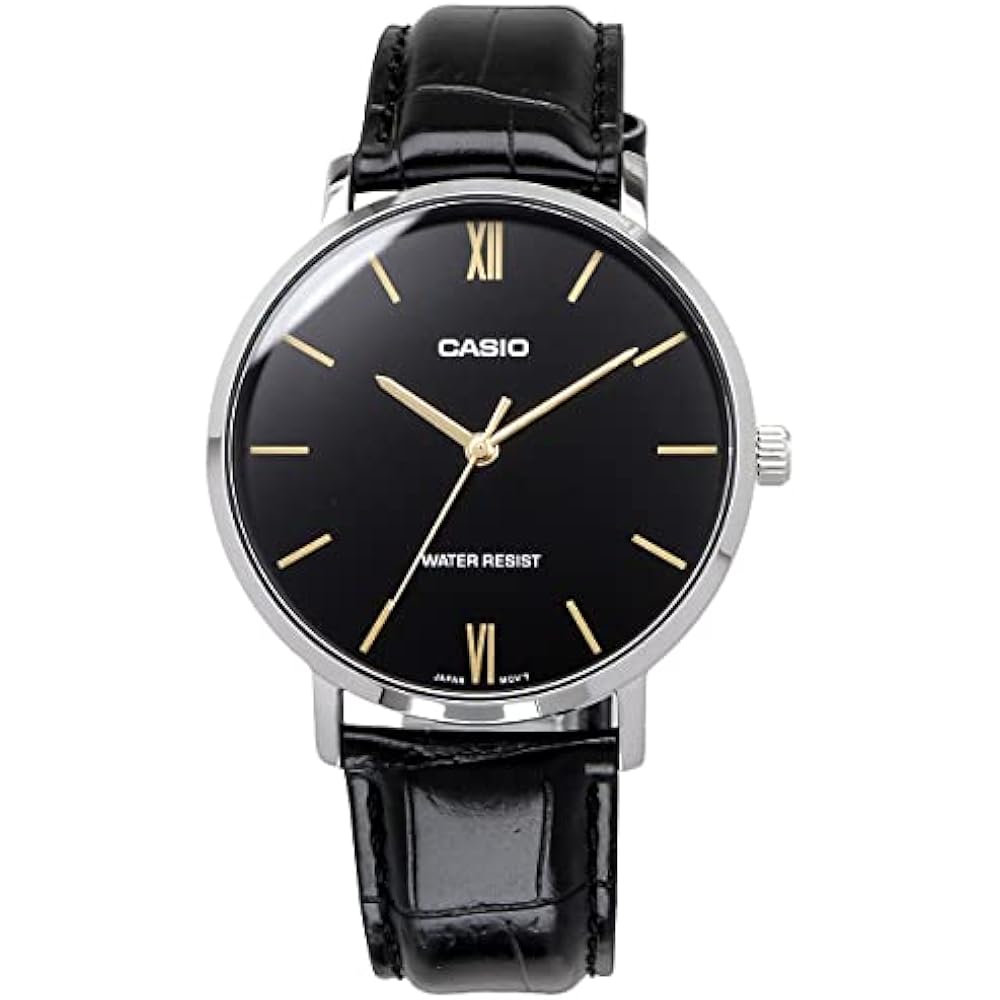 Casio CASIO Quartz Men's Watch MTP-VT01L-1B Black X Black Leather Band Overseas Model [Parallel...