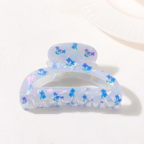 Hair Claw Floral Print Hollow Design Back Head Hair Clip Anti-slip Teeth Strong Grip Shark Hair Clip Versatile Hair Accessory