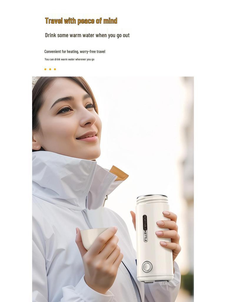 Tragbarer Edelstahl Schnellkoch-Reisewasserkocher mit Trockengehschutz