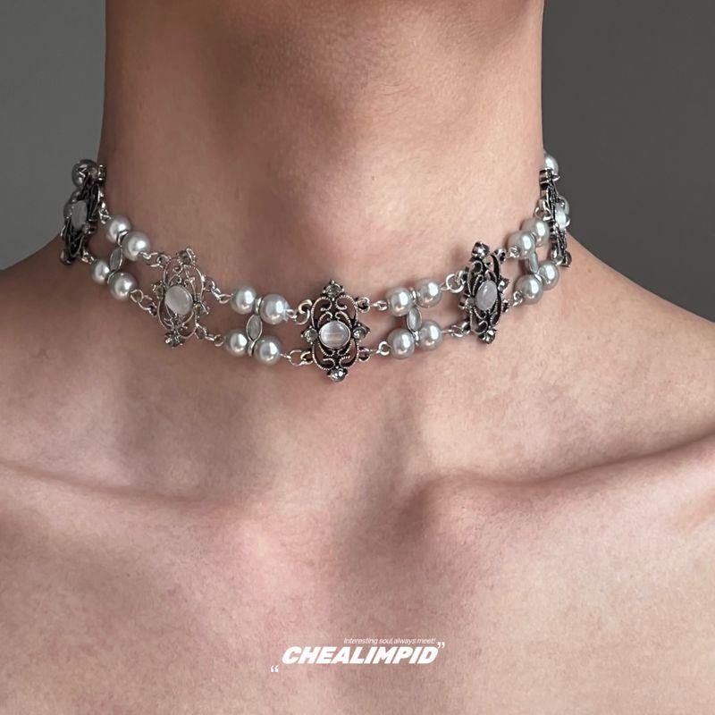 

Double Layer Tigereye European and American Entry Lux Young Adult Collar Pearl 27Cm+11Cm Extension Chain