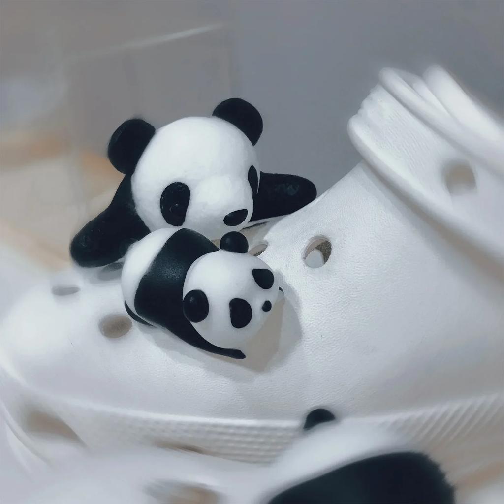 1Pcs Cute Panda Baby Shoe Charms Lovely Cartoon Stereoscopic Sandals Shoe Decoration Children DIY Slipper Hole Shoes Accessories