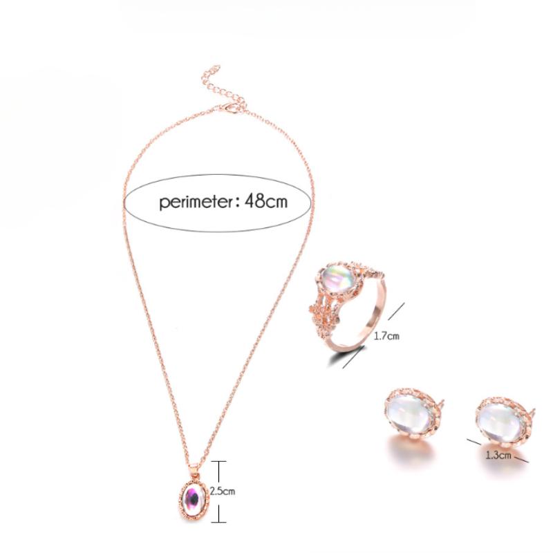 Dazzling Gemstone Jewelry Set Exquisite String Necklace Ring Set for Women