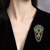 Retro Emerald Tassel Brooch for Women, High-end and Elegant, Gong Yanfeng Brooch