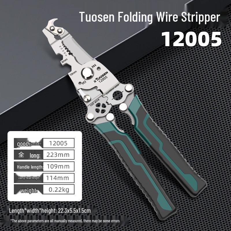 

Tuosen Многофункциональные складные плоскогубцы для зачистки и резки проводов электрика