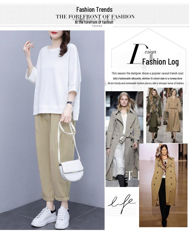 Women's 2021 Spring/Summer Hong Kong Style Casual Suit - Trendy, Youthful Top & Pants Set