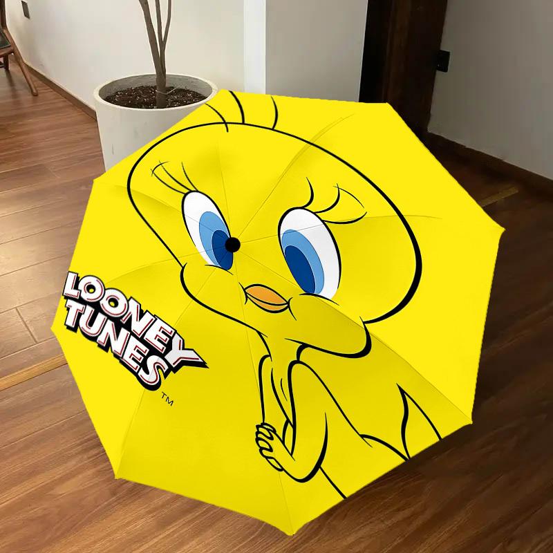 1PC Looney Tunes Tweety Bird Umbrella-8-Rib Reinforced, Automatic Open, Lightweight & Durable, Cute Fashion Accessory for Outdoor, D2663