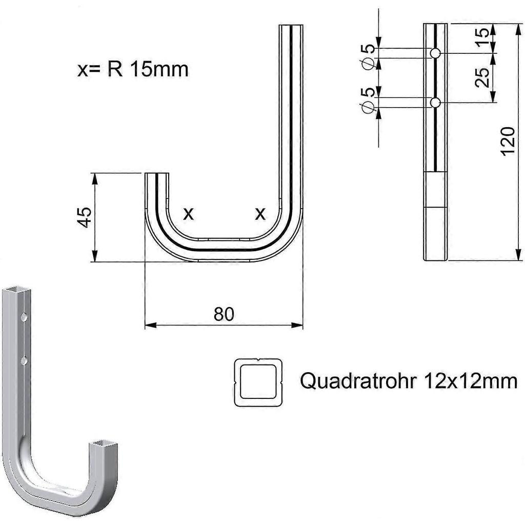 4 Pieces of Utility Hook Wall Hook Zinc Plated Steel Fixing Hook / 80 X 120 Mm / Load Capacity 45 Kg / Universal Hook Cellar or Garage Hook