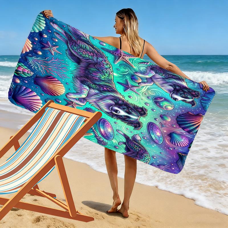 Galaxy Dogs Print Beach Towel, Large Soft Quick Dry Towel for Beach Camping Swimming