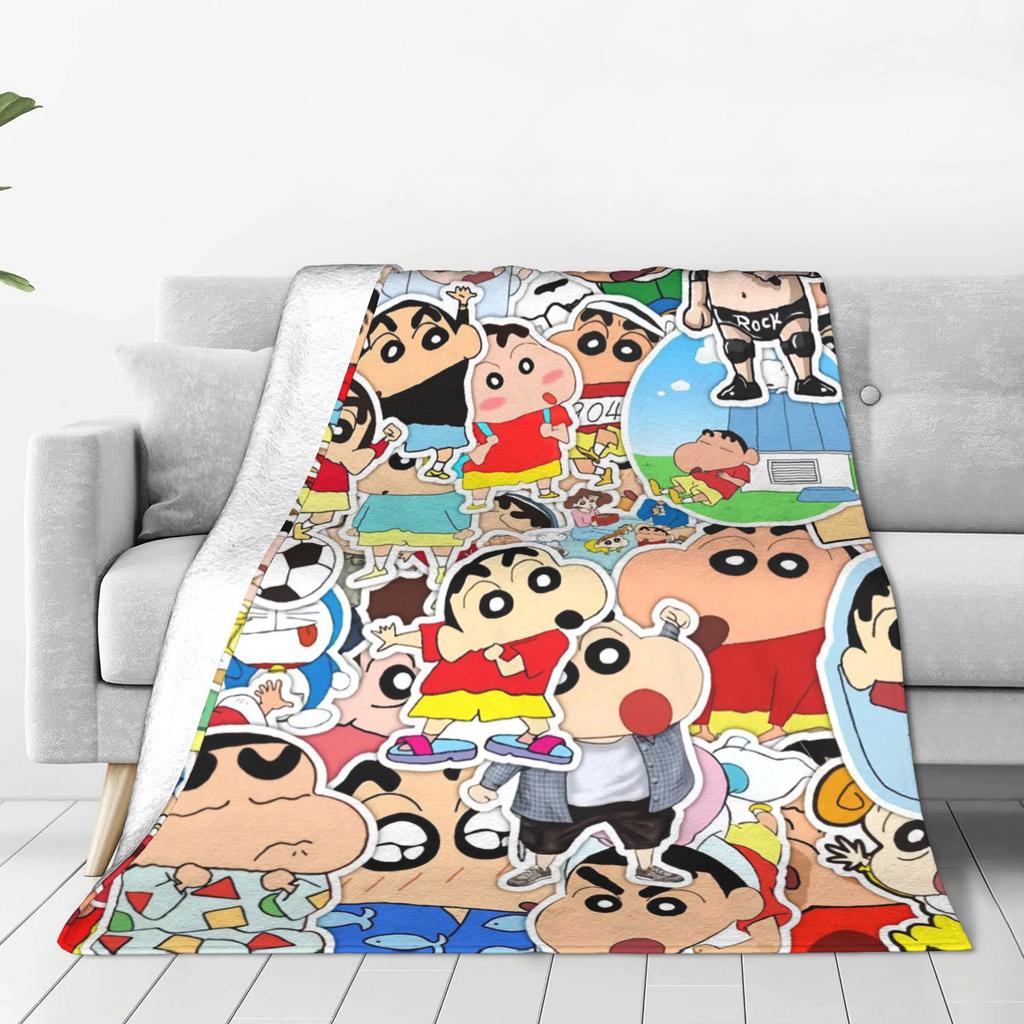 Crayons Shin-chans Cute Collection Flannel Blanket Winter  Warm Bedding Throws for Kids Adult Outdoor Funny Bedspread Bed Cover