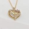 Gold-Plated Mom Heart Necklace with Cubic Zirconia - Dainty Valentine's Day Gift for Women Fashion Jewelry