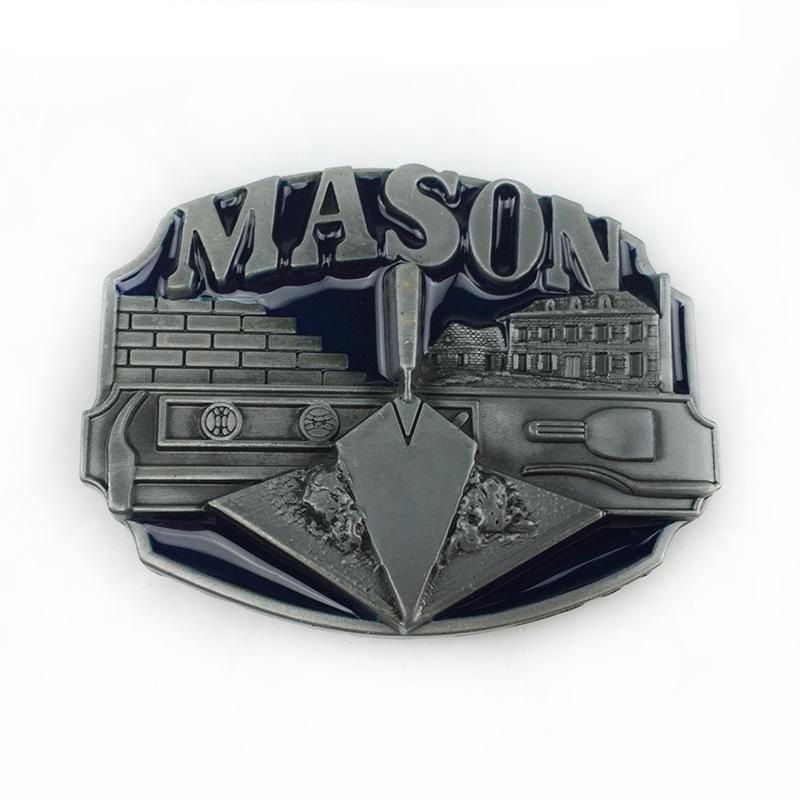 Western US Retro Freemason Belt Buckle - European & American Popular Trend Relief Buckle
