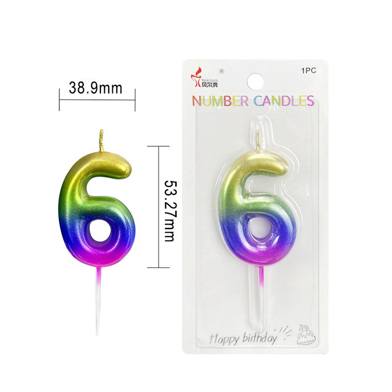 Golden Number Candle Gold-plated Gold Silver Cake Candle Children's Creative 0-9 Number Birthday Candle
