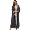 AB454 Women's Plus Size Dubai Chiffon Abaya Set - Three-Piece Middle Eastern Cardigan Long Dress with Hot Stamping