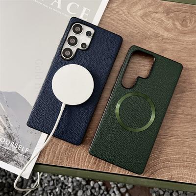 Kabellose Ladehülle Leder Handyhülle Für Samsung Galaxy S25 Edge S24 Ultra S22 S23 Plus A16 A26 A36 A56 5G Fundas Weiche TPU Bumper Handyhülle