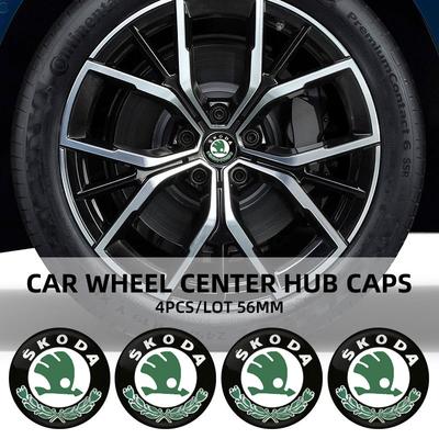 WBWO5 56mm Car Wheel Center Hub Cap Sticker Car Badge Emblem Decal For Octavia 3 2 Superb 3 Kodiaq Fabia Kamiq Karoq Accessories
