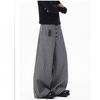 Classic Black White Plaid Button-Front Wide-Leg Straight Pants Men Women Lightweight Casual Trousers