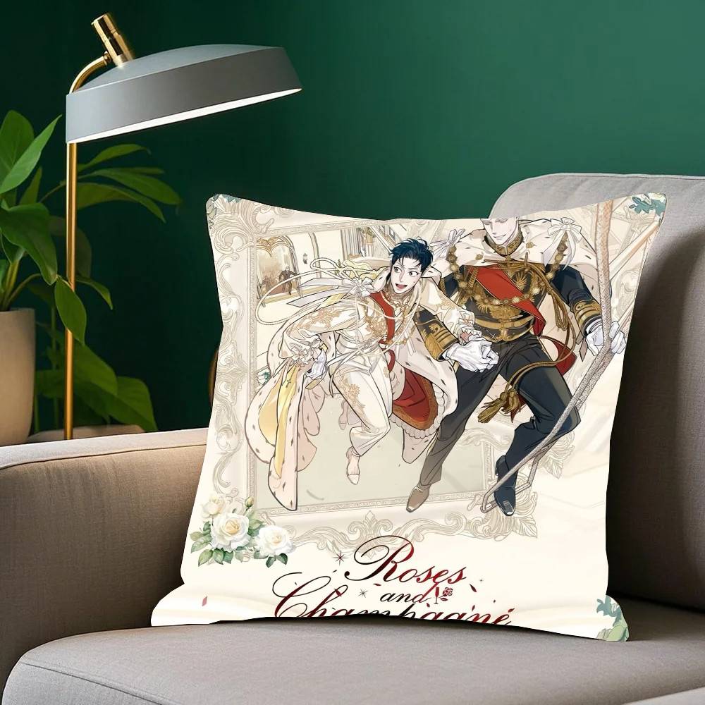 Manga Roses And C-champagne Pillow Case Fashion Square Pillowcase Bedroom Sofa Room Ins Decoration Leisure