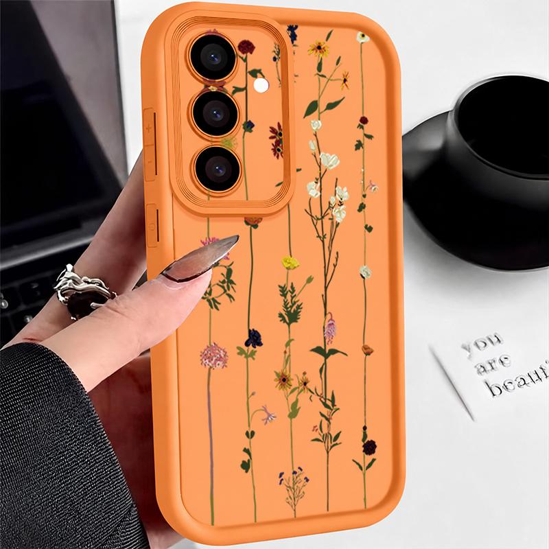 Fashion Floral Print Soft Phone Cover For Samsung S25 S24 FE S23 Ultra S22 S21 Plus A55 A35 A54 A34 A15 A14 A17 A37 A57 S26 A27 A18 Shockproof Case