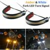 Universal LED Motorcycle Turn Signal Light Flashing Blinker Flexible Dual Color DRL Motor Flasher Ring Fork Strip Lamp