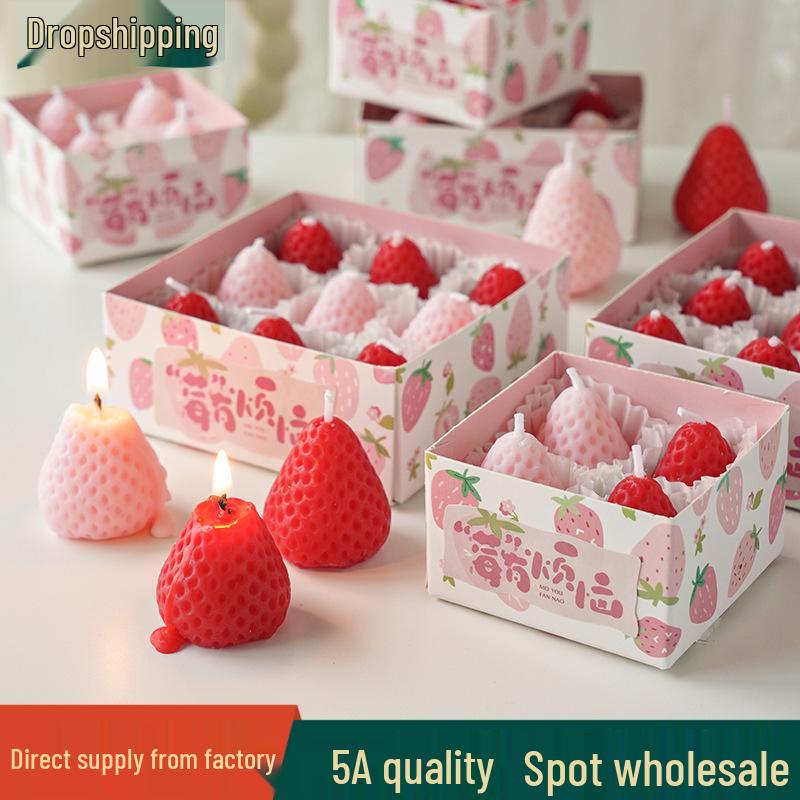 Handmade Strawberry Scented Candle Gift Box