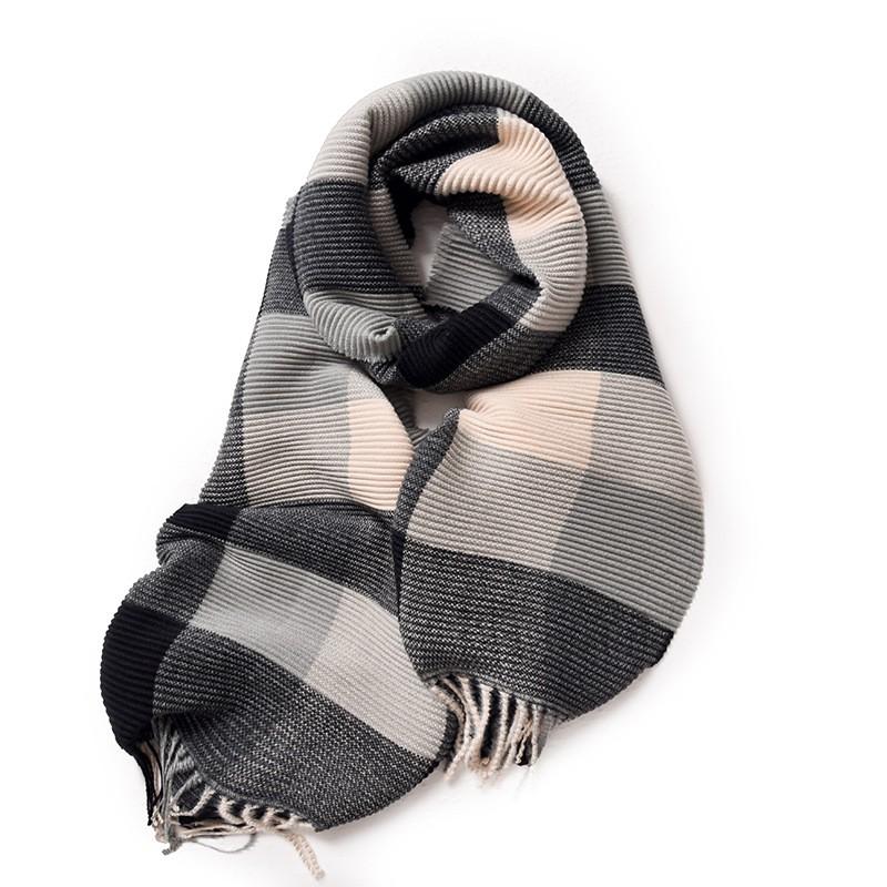 Womens Knitted Scarf With Fringe Warm Faux Cashmere Wrap Shawl Winter Unisex Stylish Accessory In Multiple Colors