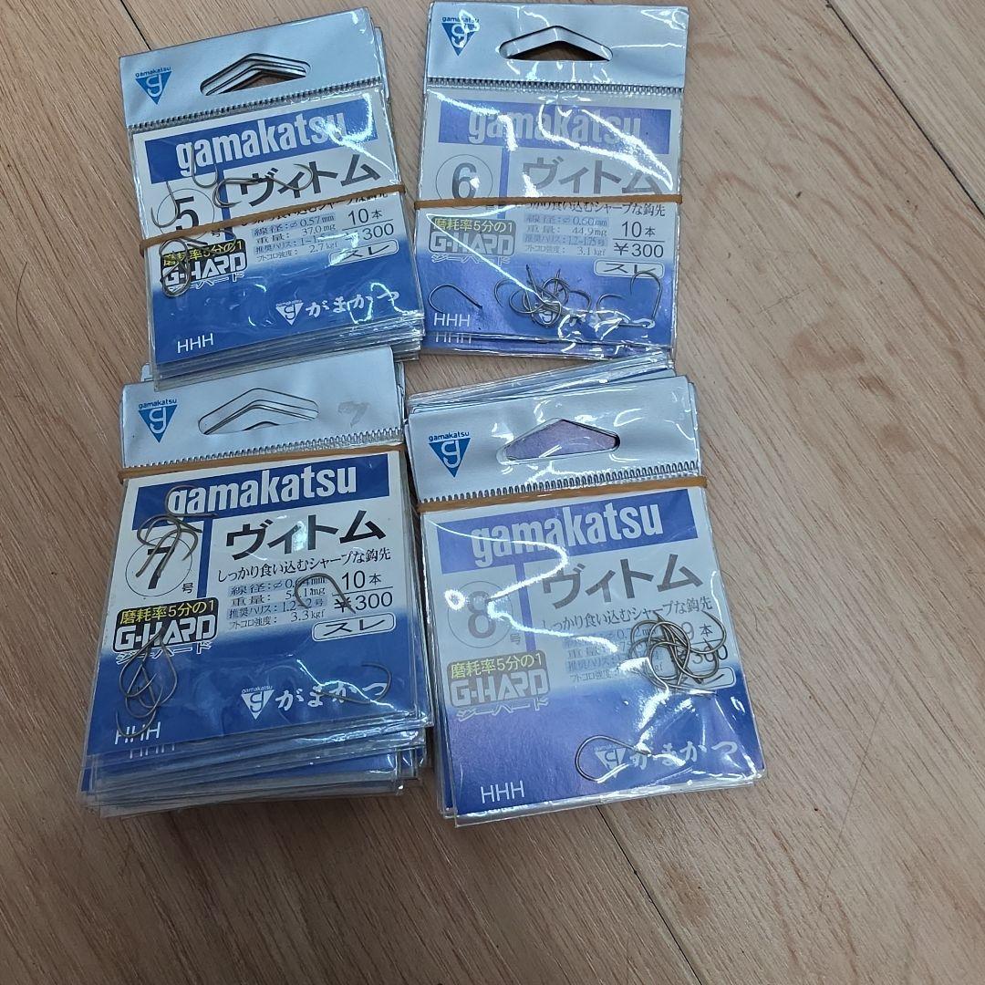Used Gamakatsu Vitom Fishhook No. 5, No. 6, No. 7, No. 8 Set