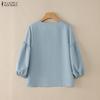 ZANZEA Women Casual Round Neck 3/4 Sleeve Loose Blouse