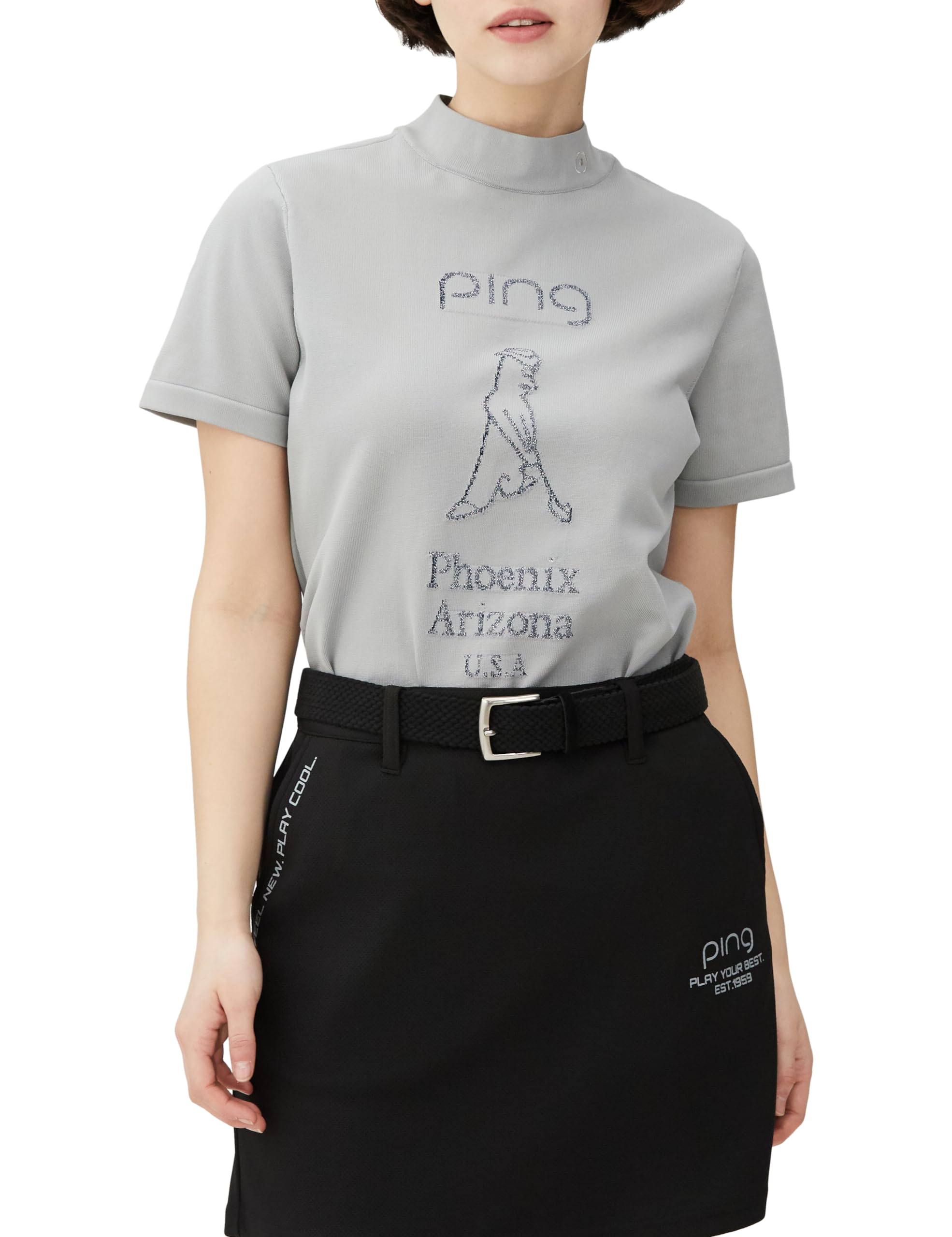 

Short Sleeve High Neck Shirt Sweat Quick Golf M [Ping Apparel] Women s (Mr.PING, Absorbent, Drying, Stretch) / / 622-4172204 020_Gray