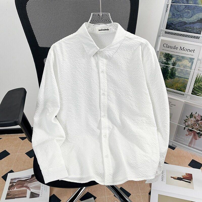Spring and Autumn Loose Lapel Casual Shirt Versatile Men's Long Sleeve Shirt